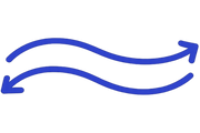 A simple blue double-arrow icon pointing left and right on a plain white background.